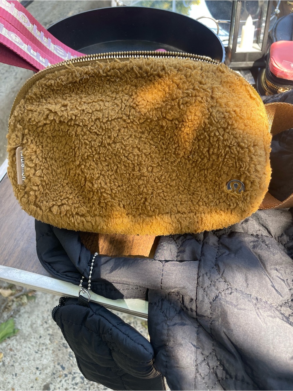lululemon athletica Sherpa Belt Bag in Caramel Brown with Gold Hardware